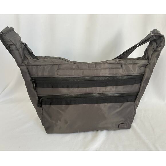Lug Trooper Nylon Crossbody Gray Purse Travel Bag Water Bottle Pockets Work - Picture 1 of 15